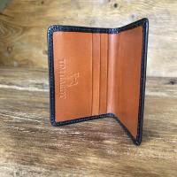 Bridle Leather Credit Card Case in Black and Tan