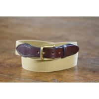 Bruton Bridle Leather Webbing Belt in Navy Bridle Leather & Red Webbing - Size 28"