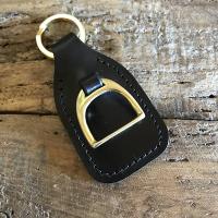 Leather Stirrup Key Fob in Bridle Leather with Solid Brass Baby Stirrup detail and flat split ring